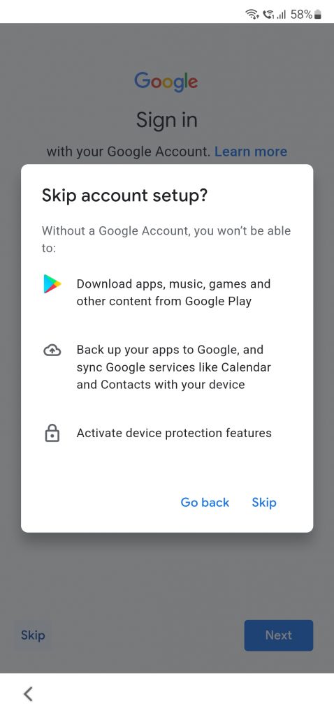  Samsung smartphone account setup